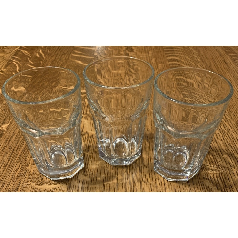 (3) Libbey DuraTuff 8 ounce glasses 8 panel